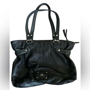 THE SAK Black Pebble Leather Double Handle Bag/ Purse / Tote